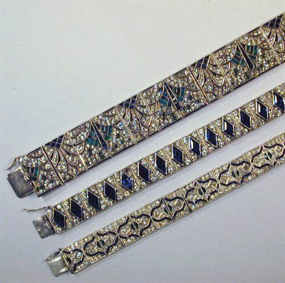 Lot 138 - Three Art Deco Bracelets The first faux...