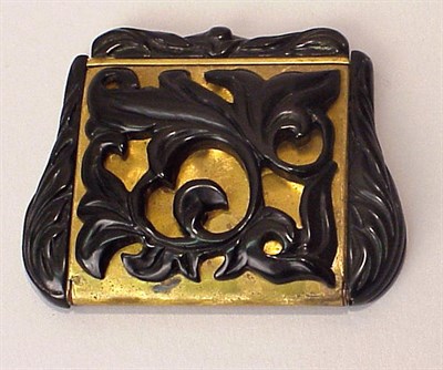 Lot 438 - Bakelite and Brass Compact With carved and...