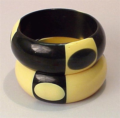 Lot 287 - Two Bakelite Dot Bracelets Each with similar...