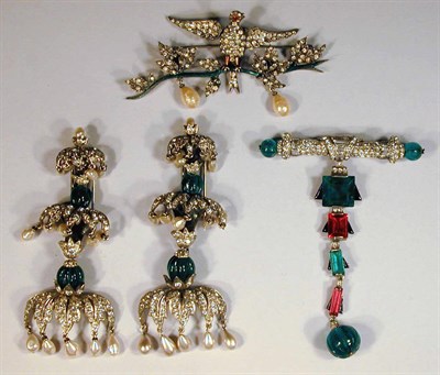 Lot 132 - Three Fanciful Pins The first a bird tremblant,...