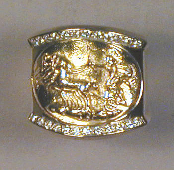 Lot 331 - Gold Roman Style Ring 14 kt. yellow gold, the...