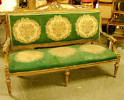 Lot 621 - Louis XVI Style Gilt Carved Wood Salon Suite...