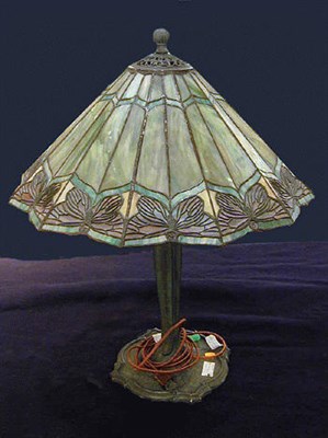 Lot 472 - Bradley & Hubbard Stained Glass Lamp The...
