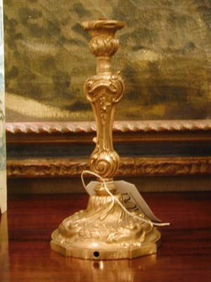 Lot 201 - Group of Five Continental Brass Candlesticks