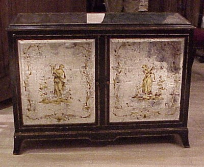 Lot 206 - Regency Style Eglomise Glass Inset Side Cabinet