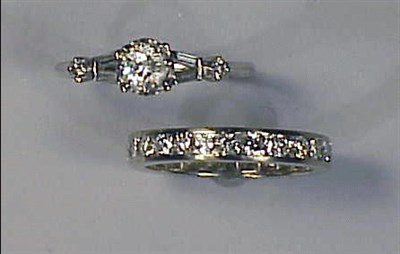 Lot 423 - Diamond Engagement Ring and Wedding Band The...