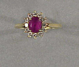 Lot 210 - Ruby and Diamond Ring 18 kt. yellow gold, set...