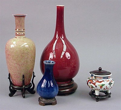 Lot 80 - Chinese Flambe Bottle, Peachbloom Amphora,...