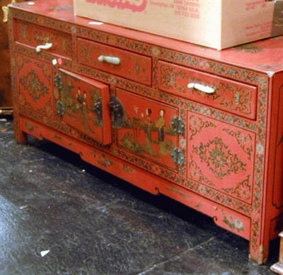 Lot 222 - Chinese Red Lacquered Low Chest