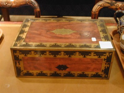 Lot 216 - Victorian Brass-Inlaid Mahogany and Ebony Lap...