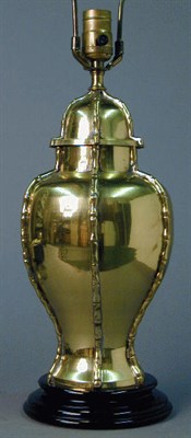 Lot 128 - Pair of Brass Baluster-Form Lamps
