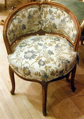 Lot 364 - Louis XV Style Fruitwood Boudoir Chair
