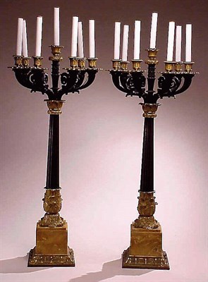 Lot 609 - Pair of Empire Style Gilt and Patinated-Bronze...