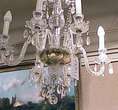 Lot 444 - Georgian Style Cut Glass Six-Light Chandelier