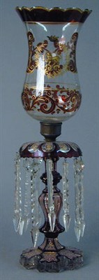 Lot 172 - Pair of Bohemian Cranberry-Flashed Glass Lustres