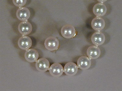 Lot 495 - Cultured Pearl Necklace and Pair of Earrings...