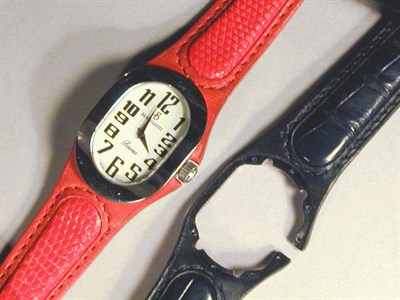 Lot 130 - Lady's Stainless Steel Wristwatch The red and...