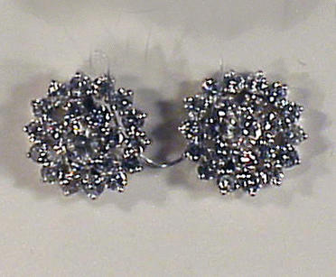 Lot 350 - Pair of Diamond Cluster Earrings Platinum,...