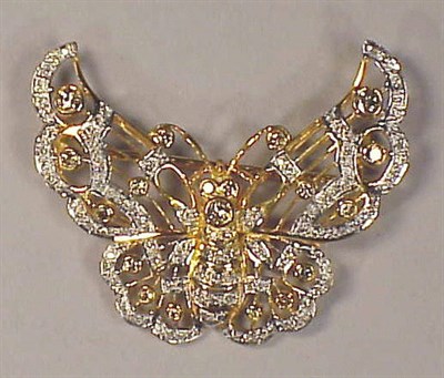 Lot 171 - Diamond Butterfly Pin 14 kt. yellow gold,...