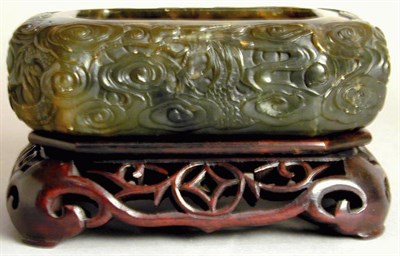 Lot 116 - Chinese Jade Carved Bowl on Hardwood Stand
