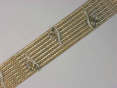 Lot 163 - Gold and Diamond Band Bracelet 18 kt. yellow...