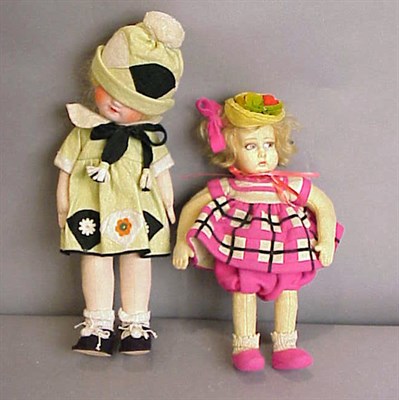Lot 301 - Two Lenci Type Felt Dolls Each depicting a...
