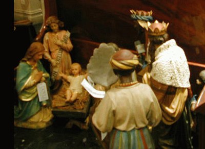 Lot 358 - Carved and Polychrome Decorated Wood Nativity...
