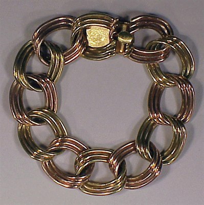 Lot 213 - Retro Two-Tone Gold Bracelet 14 kt. pink and...