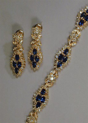 Lot 364 - Diamond and Sapphire Necklace and Pair of...