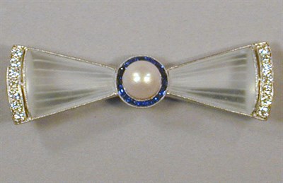 Lot 514 - Art Deco Rock Crystal and Diamond Pin Platinum,...