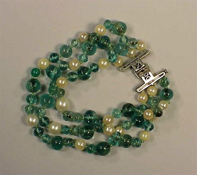 Lot 267 - Emerald Bead and Cultured Pearl Bracelet The...
