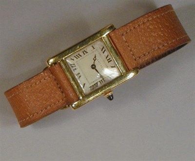 Lot 500 - Gentleman's Gold Tank Wristwatch The leather...