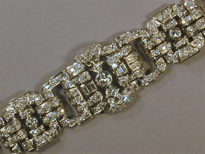 Lot 564 - Diamond Bracelet Circa 1920, the one inch wide...