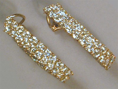 Lot 453 - Pair of Gold and Diamond Hoop Earrings 18 kt....