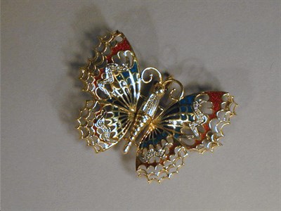 Lot 76 - Gold and Enamel Butterfly Pin 18 kt. yellow...
