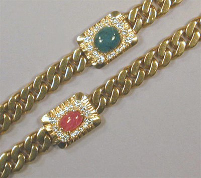 Lot 463 - Gold, Multicolored Stone and Diamond Necklace...