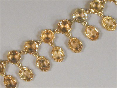Lot 467 - Antique Style Citrine Necklace 14 kt. yellow...