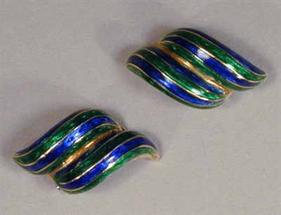 Lot 47 - Pair of Gold and Enamel Earrings 18 kt. yellow...