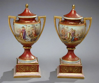 Lot 492 - Pair of Vienna Porcelain Covered Vases on...