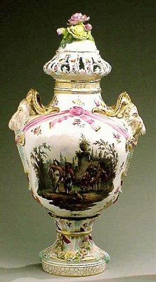 Lot 470 - Potschappel Porcelain Covered Vase Of shaped...