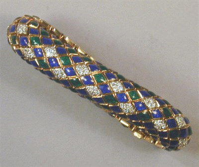 Lot 459 - Diamond and Enamel Bracelet 18 kt. yellow gold,...