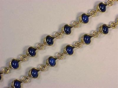 Lot 186 - Gold and Lapis-Lazuli Bead Necklace 18 kt....