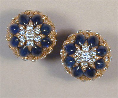 Lot 451 - Pair of Diamond and Blue Tanzanite Earrings 18...
