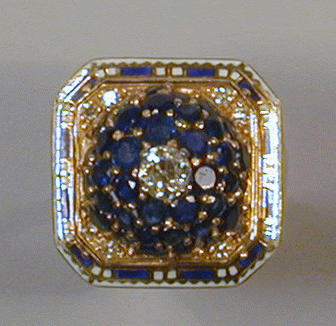 Lot 361 - Diamond and Sapphire Ring Circa 1950, 14 kt....