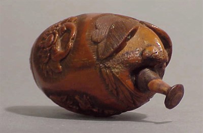 Lot 287 - English Carved Nut Snuff Bottle 18th Century...