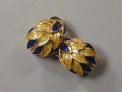Lot 74 - Pair of Gold and Enamel Earrings 18 kt. yellow...