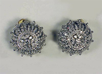 Lot 348 - Pair of Diamond Dome Earclips 18 kt. yellow...