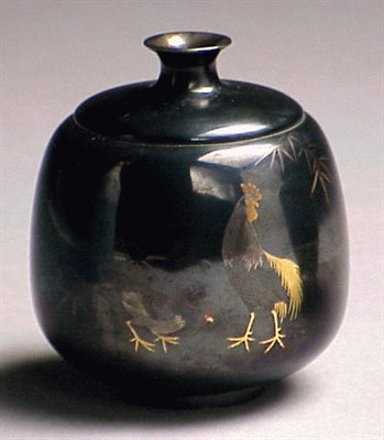 Lot 110 - Rare Miniature Shakudo Bottle Vase Meiji...