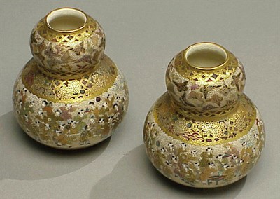 Lot 145 - Pair of Satsuma Double-Gourd Small Vases Meiji...