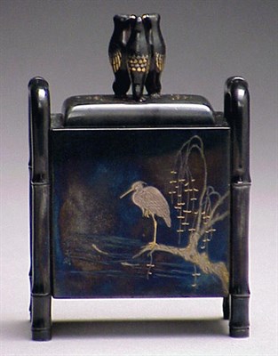 Lot 765 - Japanese Miniature Shakudo Covered Box